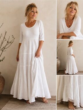 Elemente Clemente 100% Linen White Maxi Dress | German Designer | Size 1